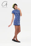 YANYAN KNITS 24 Autumn and Winter Short Sleeve Dress YYK-YYW24-0022-LAN Blue
